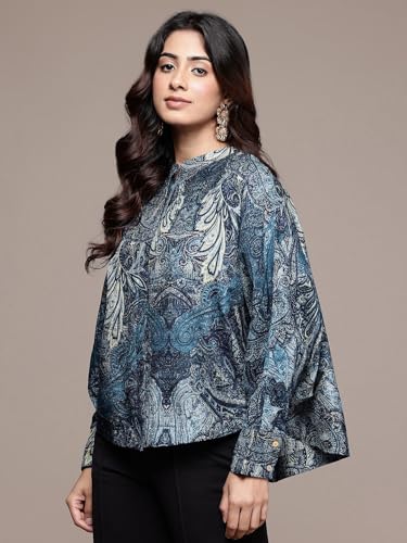Ritu Kumar Blue Paisley Full Sleeve Top