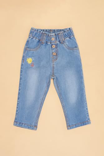 Pantaloons Baby Girls Blue Jeans Regular Fit,French Blue,12-18 M