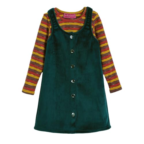 Hopscotch Girls Green Sleeveless Striped Pinafore Dress with Blouse for Age (2-3 Years)