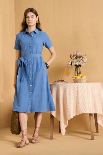 Women Blue Textured Casual Dress