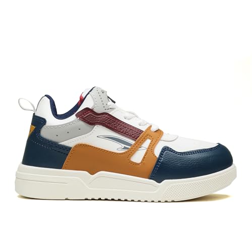 ASIAN Men's MEXICO-11 Casual Sneaker Shoes with Synthetic Upper Lightweight Comfortable Mid Top Sneaker Shoes for Men's & Boy's (WHTNVYMSTD) -UK 2