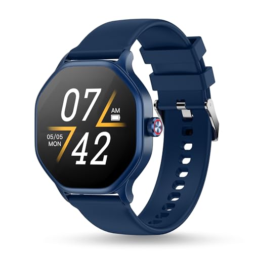 Pebble Hive Octa Display Smartwatch | BT Calling | Functional Rotating Crown | Multi Sports Modes | Sleep Monitoring | Health Suite | Customizable Watch Faces | in-Built Games & World Clock - Blue