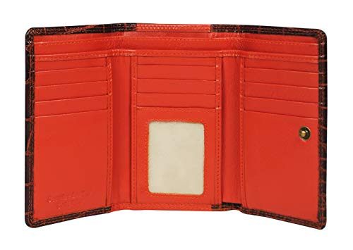 Calfnero Women's Genuine Leather Wallet-Long Purse Wallet with Multiple Card Slots, Zip Pocket and Note Compartment (Cognac)