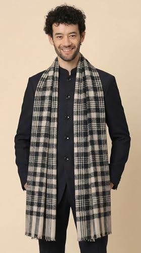 Zamour Faux Pashmina Reversible Stole for Men, Cashmere Feel Fine Wool Mens Muffler Shawl for Winter