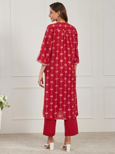 BIBA Dyed Cotton A Line Casual Kurta With Palazzo