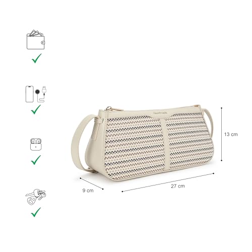 Fastrack Crossweave Classic Sling Bag | Faux Leather Weave Pattern Bag | Adjustable Strap with Buckle | Zipper Closure | One Main Compartment with Internal Organizer Pockets
