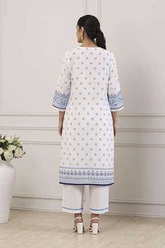 Biba Women Blue Cotton Straight Kurta_38