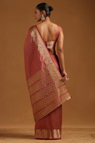 Soch Womens Onion Pink Art Silk Geometric Zari Woven Saree