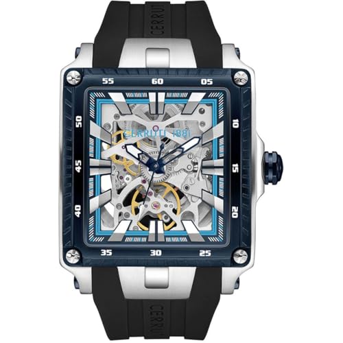 Cerruti 1881 Gents Stainless Steel & Blue Screws Transparent Dial Watch