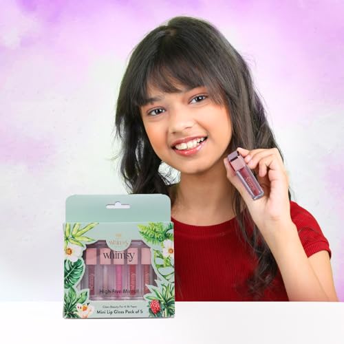 Whimsy Beauty Mini Lip Gloss Kit | Safe, Non Toxic Lip Gloss Set for Kids, Preteens & Girls | Moisturizing Lip Glosses with Vitamin E, Shea Butter & Jojoba Oil | Vegan and Cruelty Free (Pack of 5)