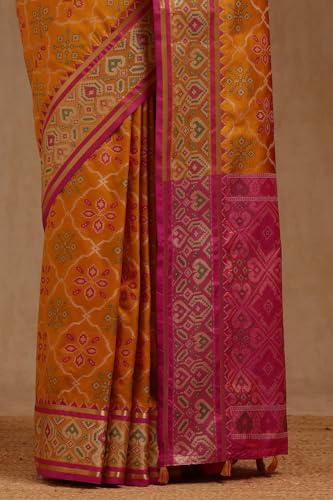 Soch Womens Mustard Silk Blend Patola Print Saree