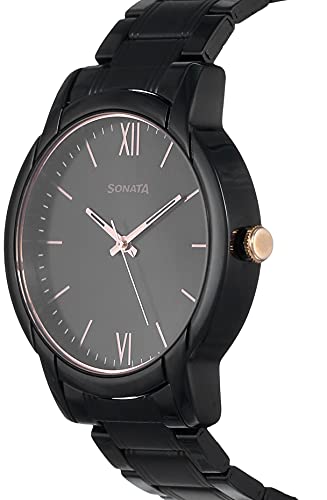 Sonata Beyond Gold Analog Black Dial Men's Watch-NN77031KM03/NP77031KM03