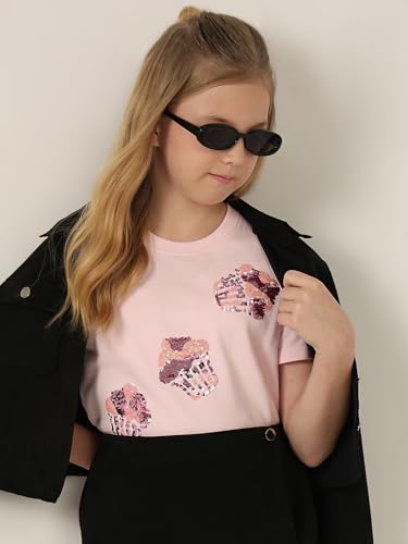 VERO MODA Girl Regular Fit Pink Tshirt