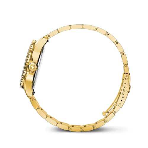 WENGER Executive Swiss Made, 34 mm, White Dial, Gold Stainless Steel Bracelet, Women's Watch - 01.2021.105