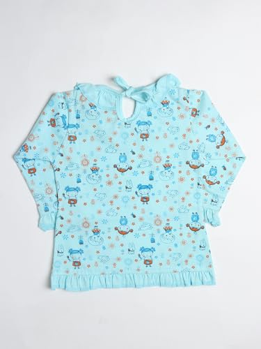 Chiclift Baby Girls Cotton Pajama Set – 2 Pack Printed Sleepwear with Ruffle Trim | Soft Long Sleeve Night Suit for Toddlers (6-7) Years