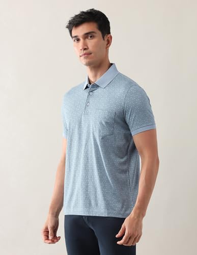 Arrow Men's Geometric Regular Fit Polo Shirt (ARAJTS3829_Grey