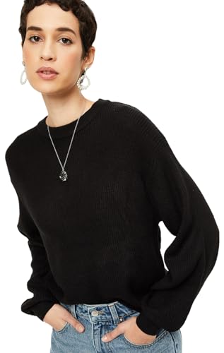 Max Women Knitted Lightweight Sweater (WI23LST09BLACK)_XS