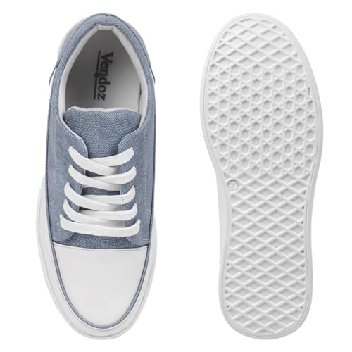 Vendoz Women Casual Denim Blue Sneakers I Cushioned Insole I All Day Comfortable I Lightweight and Stylish Shoes for Girls CNV7018BLU-37
