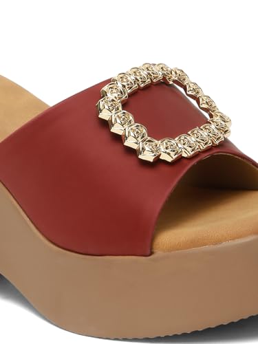 Flat n Heels Womens Maroon Pumps FnH 3121-MRN