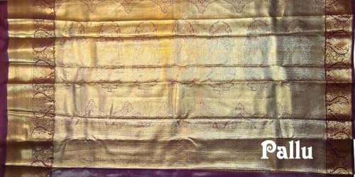 VFCollections Women's Traditional Handloom Kanchipuram Silk Pure Pattu Sarees | Royal Border | Unstitched Blouse