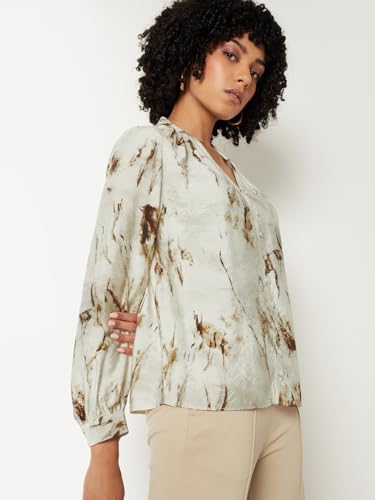 Max Women Printed Blouse (Beige_M)