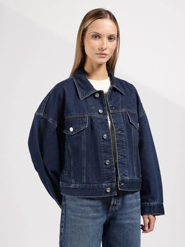 Relaxed Fit Cotton Spread Collar Denim Jacket