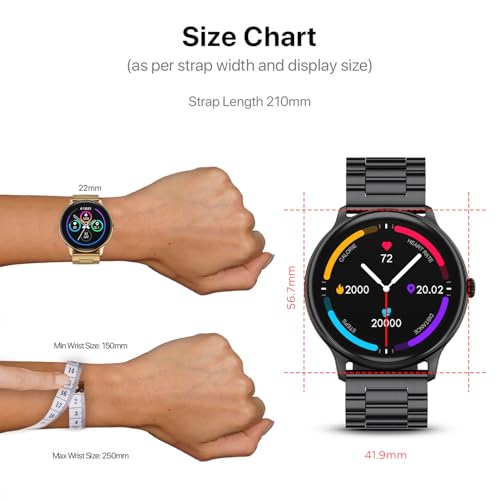Fire-Boltt Phoenix Pro Round Smart Watch 1.39" Display with Bluetooth Calling, AI Voice Assistant,SpO2 & Heart Rate Monitor, 120+ Sports Modes,IP67 Waterproof Metal Smart Watch for Men & Women - Black