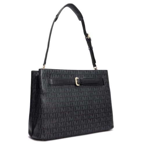 Da Milano Leather Shoulder Bag for Women - Beige & Black (LB-02225)