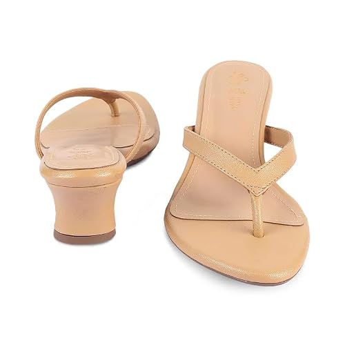 tresmode PUGLIA Women's Heel Sandals Footwear, UK 8 / EU 41 - Soft Comfortable Casual Formal Office Fancy Shoe Wear (Beige)