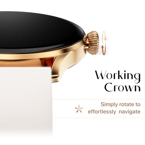 Fire-Boltt Glitz Women Smart Watch with 1.19” AMOLED Display, Bluetooth Calling, Rotating Crown, Always On Display, 1000 Nits Brightness, IP68 Waterproof Pearl White
