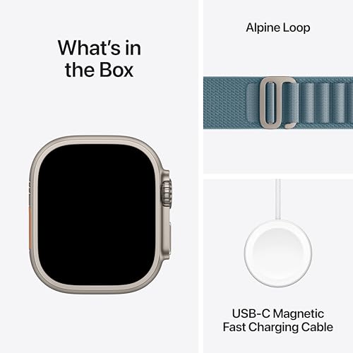 Apple Watch Ultra 3 GPS + Cellular 49mm Natural Titanium Case with Light Blue Alpine Loop - Medium