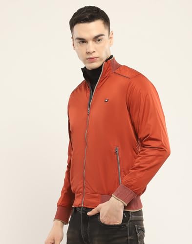 Monte Carlo Mens Solid Rust Mock Neck Full Sleeve Jacket (223056103-3-42)