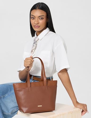 Fastrack Brown Dual Textured Tote Bag For Women