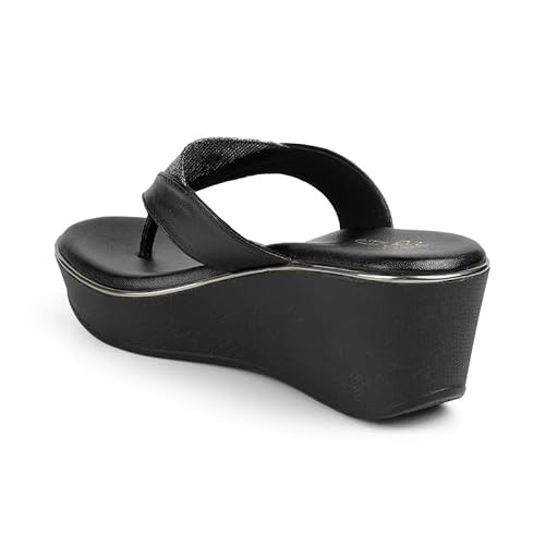 tresmode Jose Black Women's Dress Wedge Sandals in Size 6 UK / 39 EU