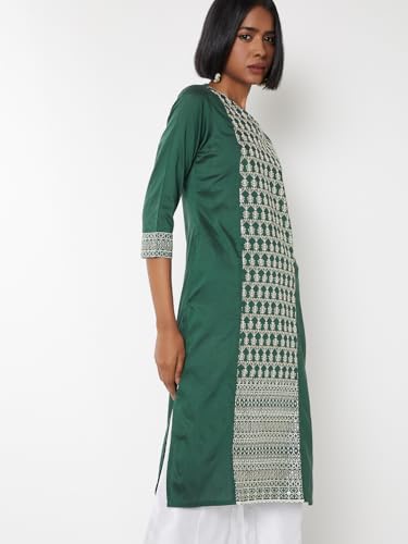 Max Women's Polyester Blend Regular Kurta (PFEKPA25FE_Green