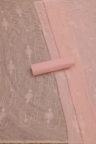 Soch Womens Turquoise Blue Jam Cotton Batik Print Unstitch Dress Material With Thread Work