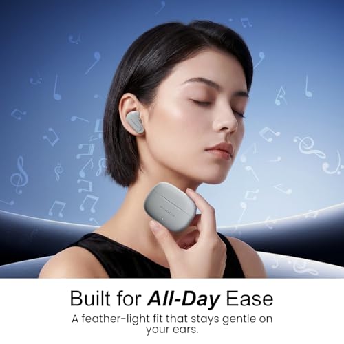HAMMER Airflow Neo Earbuds with 80H Playtime, 13mm Titanium Driver, 40ms Gaming Mode, Fast Charging Buds, Type-C Charging, Voice Assistant, Lightweight Dual-Tone Design (Grey)