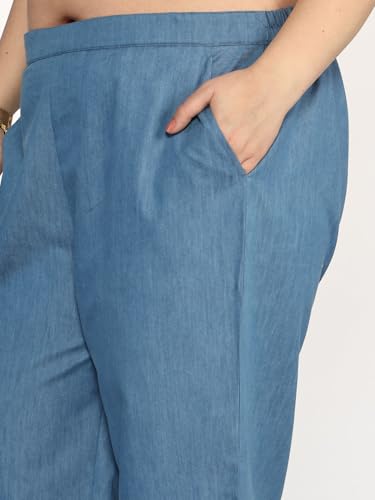 Blue Denim Trousers | Waistband Palazzo | Pants for Women | Plus Size XS to 8XL