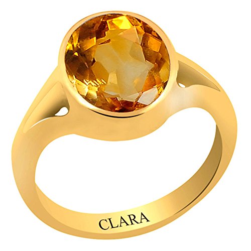 Clara Certified Citrine Sunehla 9.3 Carat or 10.25ratti Panchdhatu Astrology Ring for Men & Women