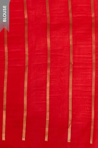 Taneira Red Pure Silk Organza Kadwa Banarasi SareeWith Unstitched Blouse(SAIH02AD6178-Red)