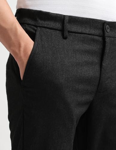 Arrow Sport Men's Heathered Twill Trousers (ASAKTR2692_Grey_34)