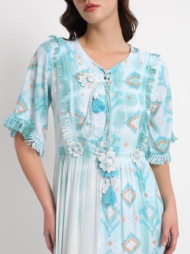 veldress21 Women Dress Maxi Stylish Casual Summer Dress Regular,Office Collage Wear Beachwear Long Dress Sky Blue (L)