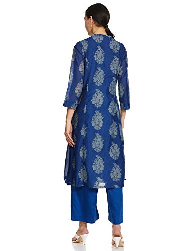 BIBA Women's Royal Blue Art Silk Salwar Suit Set