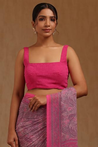Soch Womens Fuchsia Georgette Paisley Print Saree