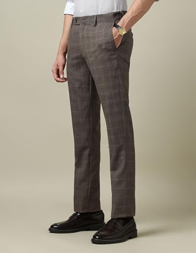 Arrow Men's Checked Twill 1851 Trousers (ARAKTR2190_Brown_38)