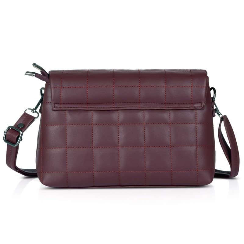 Catchy Maroon Faux Leather Magnet Closure Womens Handbag