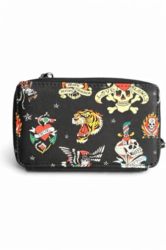 ED HARDY Women's Multicompartment Wallet with Wrist Strap (Love Kills Slowly)