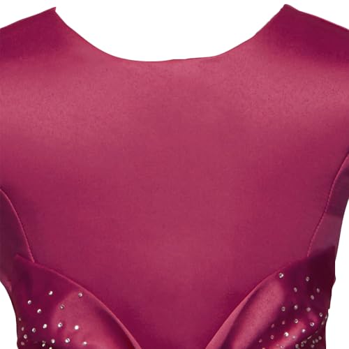 Hopscotch Girls Knee Length Party Fit And Flare Dresses in Burgundy Color for Ages (5-6 Years)