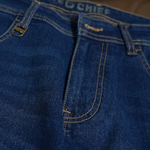 Red Chief Men’s Indigo Blue Narrow Denim Jeans | Regular Casual Wear | Solid Twill Weave | Button Closure (O-8560161)