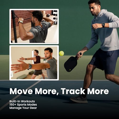 Amazfit Bip Max 50mm Smartwatch, 2.07" AMOLED Display, 20 Days of Battery, GPS, 4GB Storage, Offline Maps, Fitness Tracker, Hybrid Training, 150+ Sports, HYROX Mode, 5 ATM for Android & iPhone, Blue